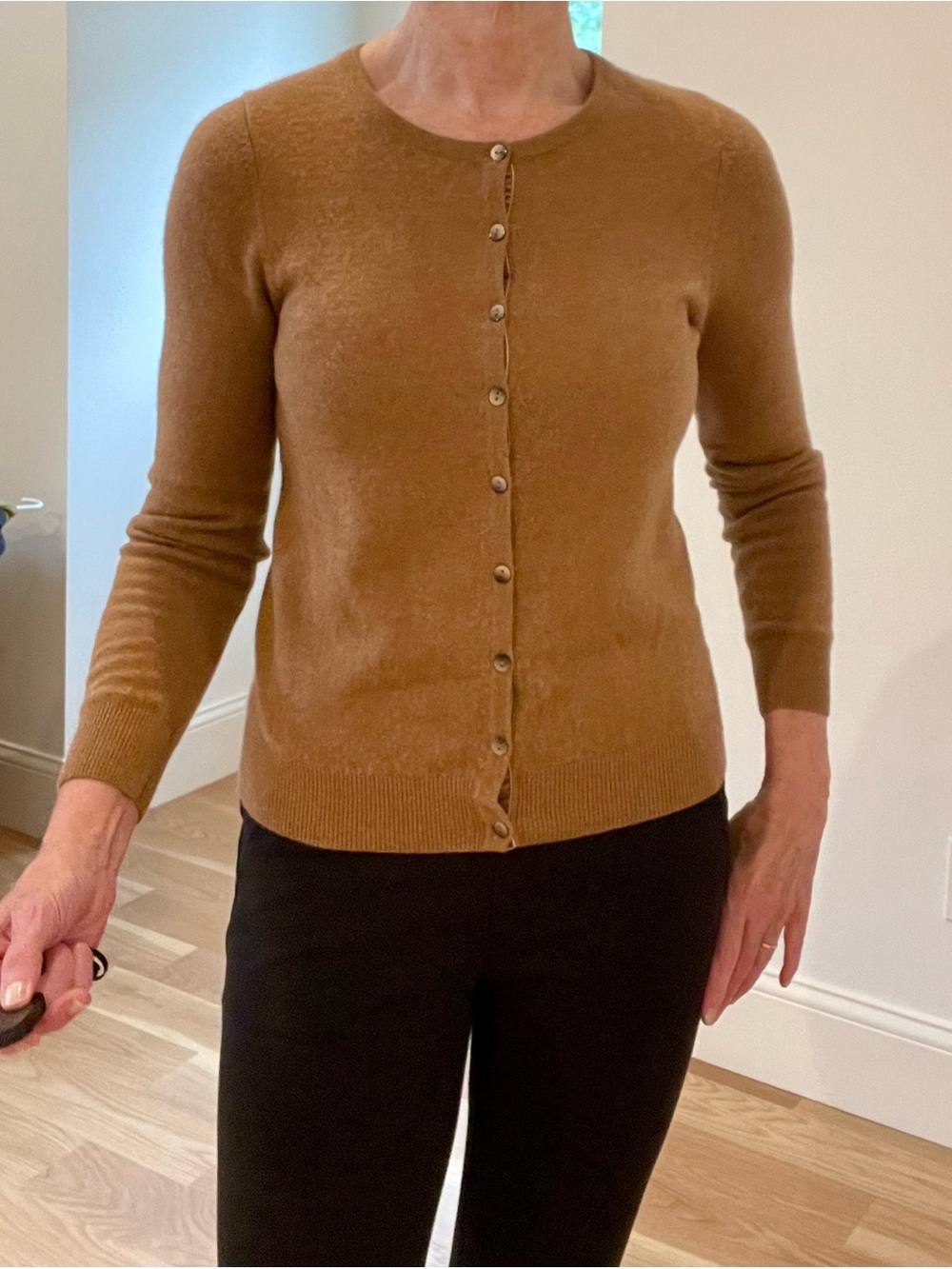 Boden Women's Button-Front Cashmere Crewneck Cardigan - Camel Brown